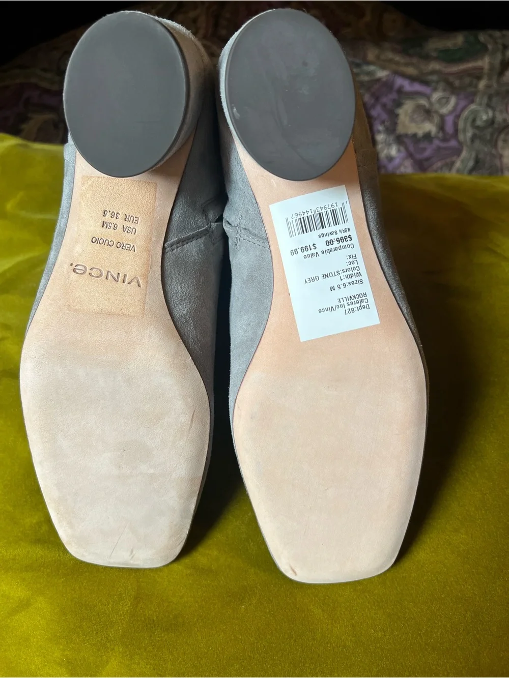 Vince Rockville Light Gray Suede Ankle Bootie